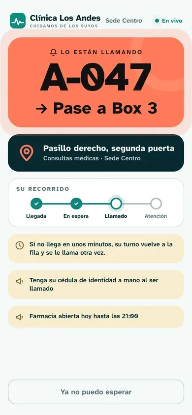 Celular avisando que lo están llamando y a qué puesto ir