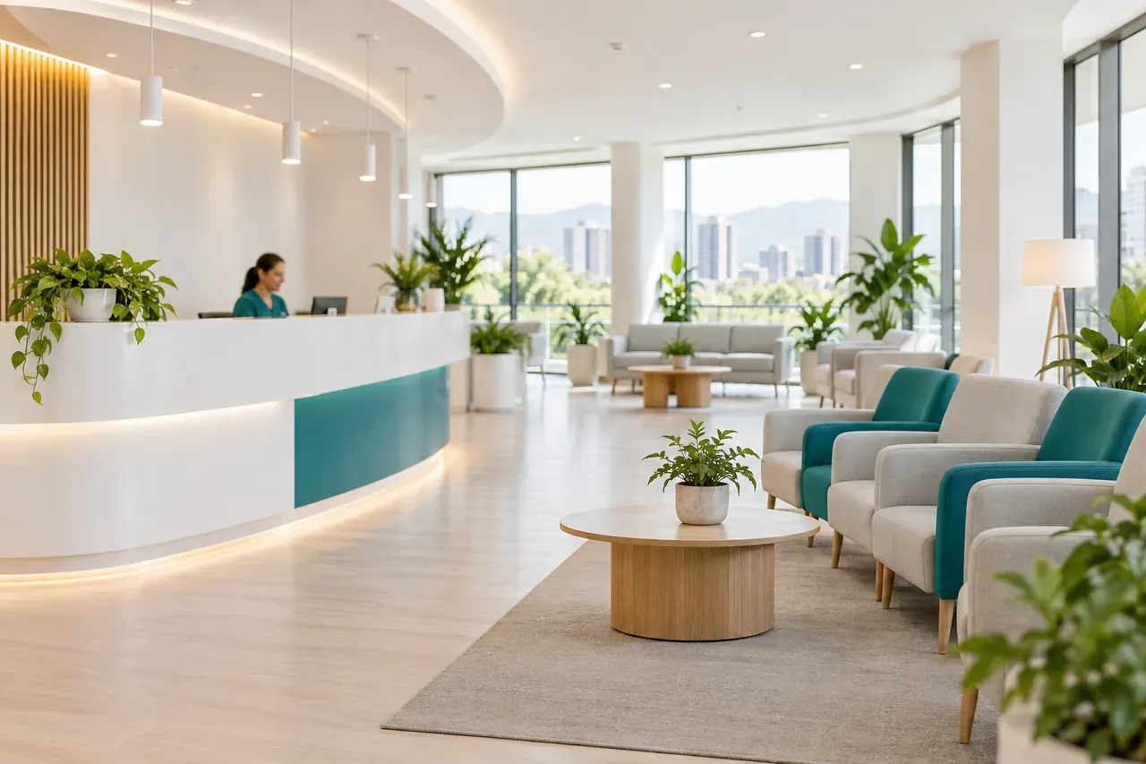 Recepción y sala de espera luminosas