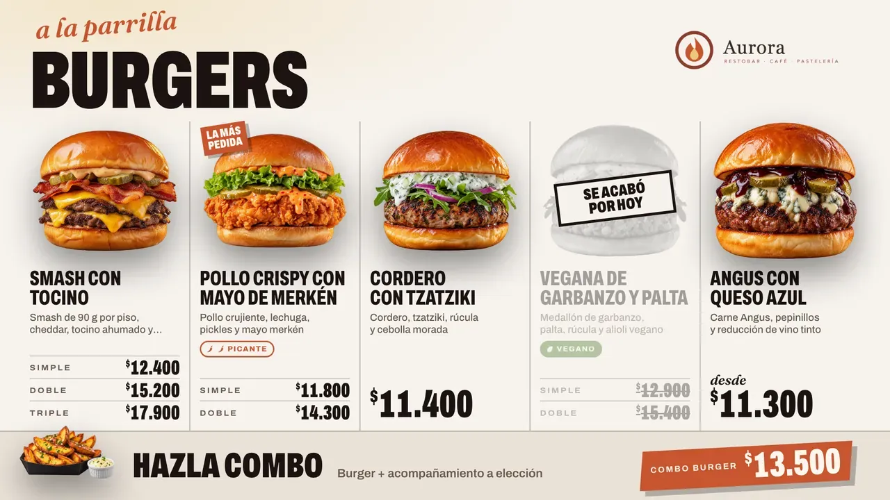 La misma carta con un plato marcado como agotado