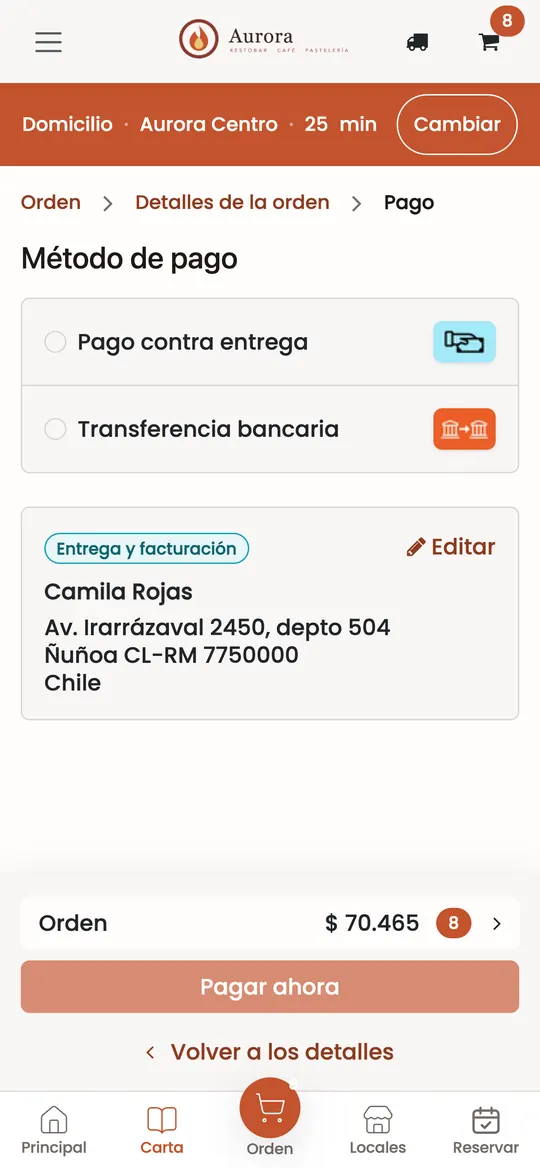 Paga y suma puntos: vista en celular