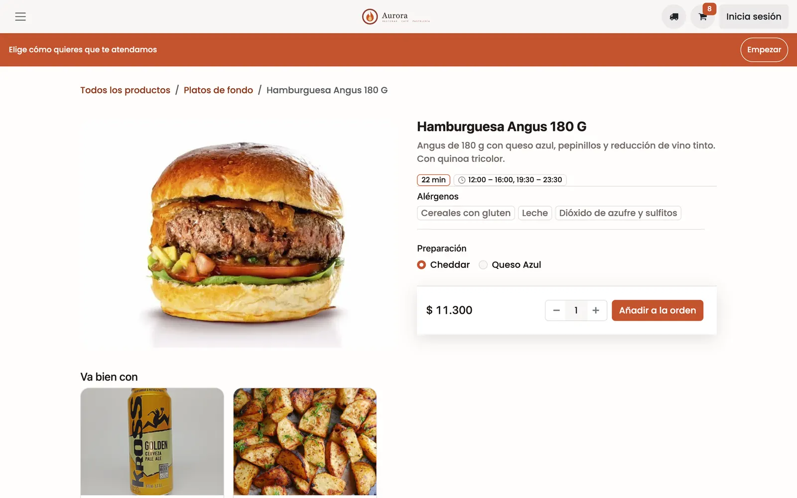 Configura su plato: captura de la tienda de demostración