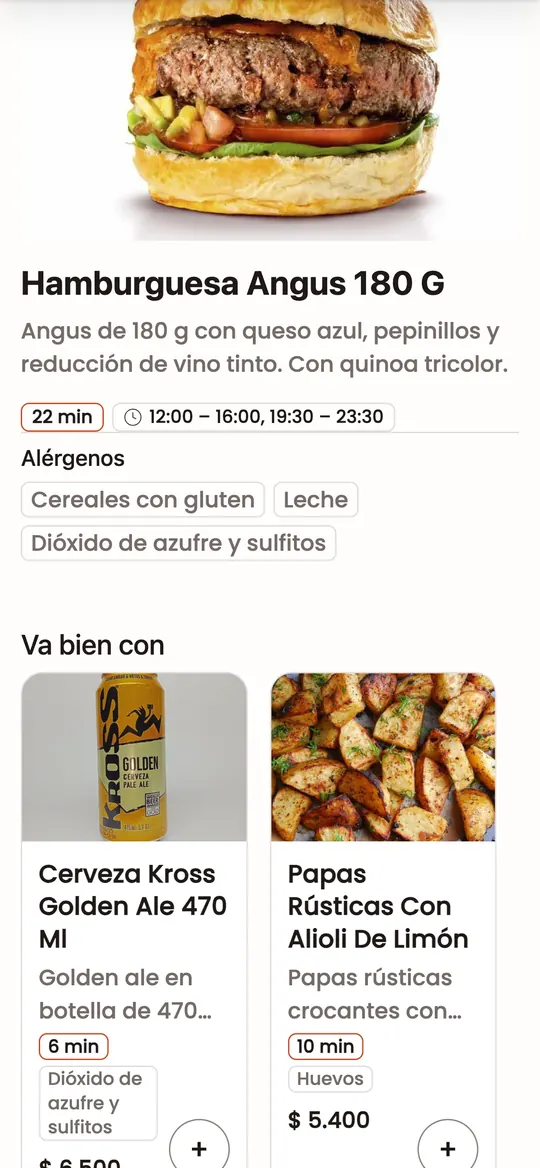 Configura su plato: vista en celular