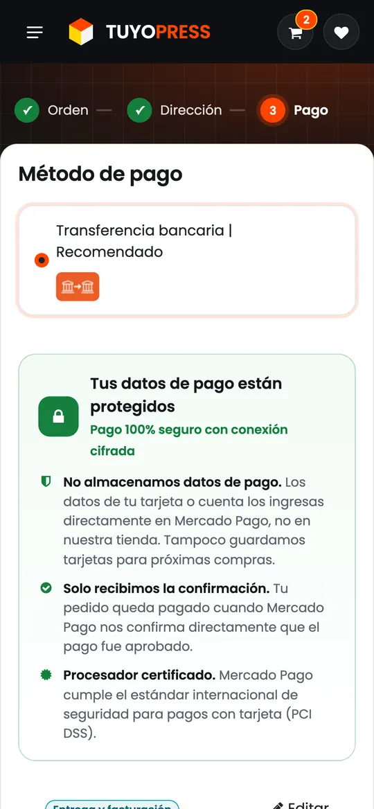 Paga seguro: vista en celular
