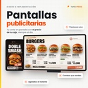 Pantallas publicitarias: la carta en pantalla con el precio de la caja