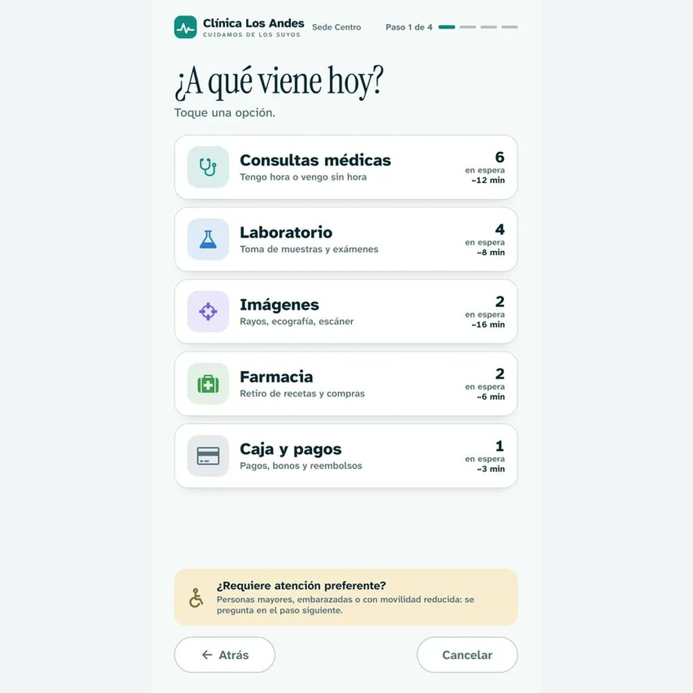 Tótem para elegir el servicio y sacar número
