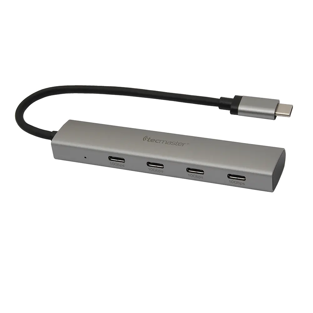 [PC-TEC-100554-10GB-SLV] Hub Adaptador USB-C Tecmaster 4 en 1 10Gbps Gen2 Aluminio Plata