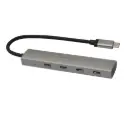 Hub Adaptador USB-C Tecmaster 4 en 1 10Gbps Gen2 Aluminio Plata