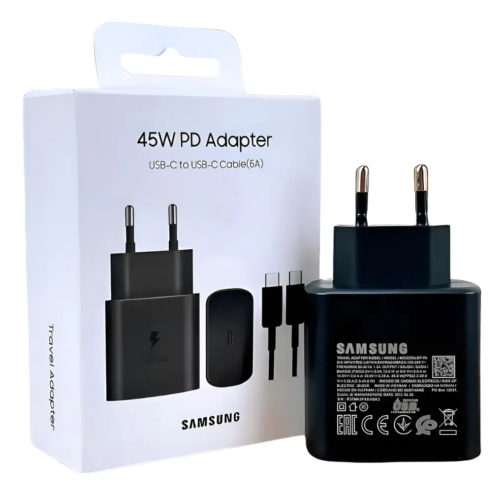 [CA-SAM-CRGSM010-45W-BLK] Cargador Samsung Compatible 45W USB-C Cable Carga Rápida