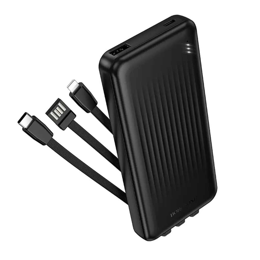 [CA-BOR-121531-3CBL-BLK] Powerbank Borofone BJ79 10000mAh 3 Cables Integrados Display Negro